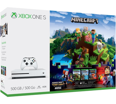 8. Xbox One S 500GB Console (Minecraft Complete Adventure Bundle)