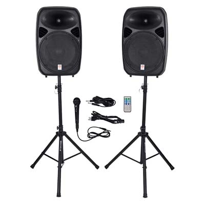 1. Rockville Dual 15” Powered Speakers (RPG152K)