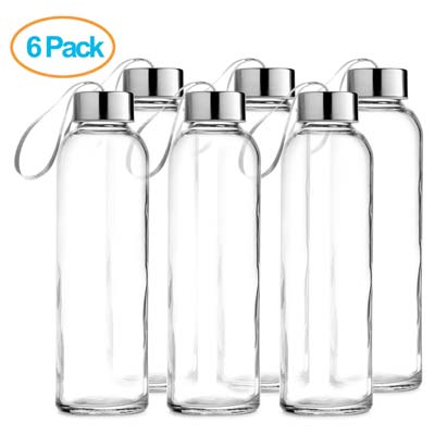 4. Chef’s Star 18oz Glass Water Bottle (6 Pack)