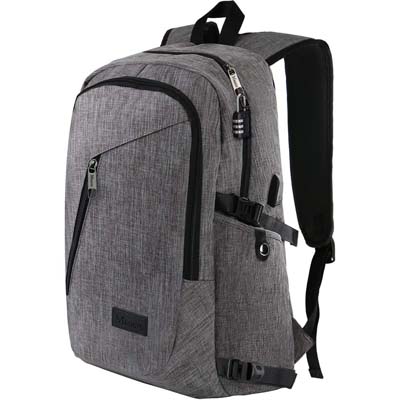 1. Mancro Grey Laptop Backpack