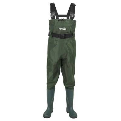 6. TideWe Bootfoot Chest Wader (Green and Brown)