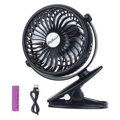 3. SkyGenius Black Battery Operated Mini Desk Fan