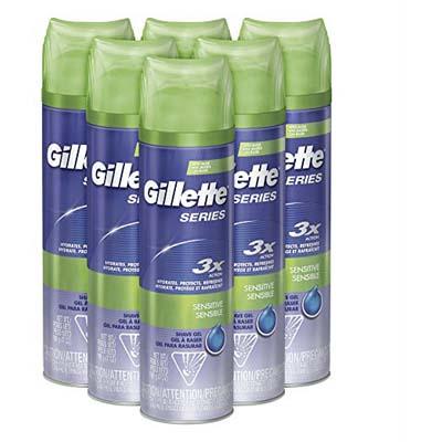 2. Gillette Brand Shaving Gel for Sensitive Skin, Seven Ounce Containers, Pack of Six