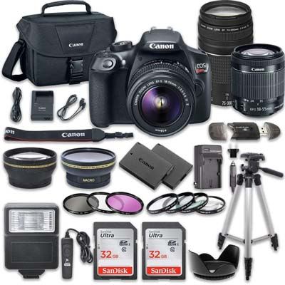 7. Canon DSLR Camera Bundle with Canon EF 75-300mm f/4 (EOS Rebel T6)