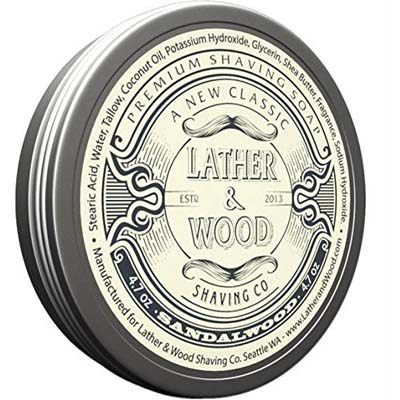 8. Lather and Wood Shaving Co Sandalwood Shaving Soap