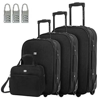 9. DAVIDJONES Vintage Print 4 Piece Luggage Set