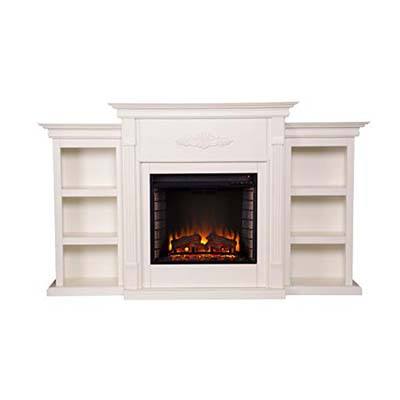 3. Southern Enterprises Ivory Finish Tennyson Electric Fireplace