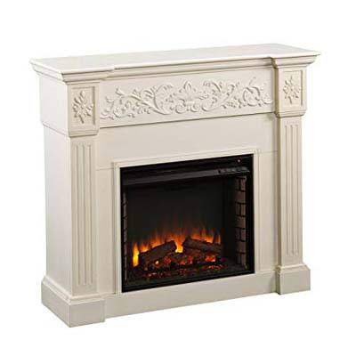 6. Southern Enterprises Brushed Calvert Electric Fireplace