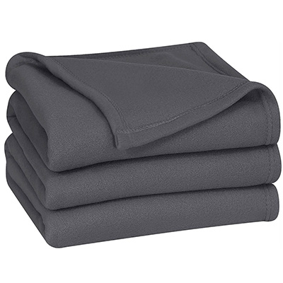 8. Utopia Bedding Grey Fleece Polyester Lightweight Bed Blanket
