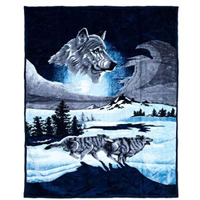9. Lavish Home 8-Pound Wolf Plush Blanket