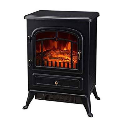 7. HomCom 1500W Electric Stove Wood Fireplace Heater