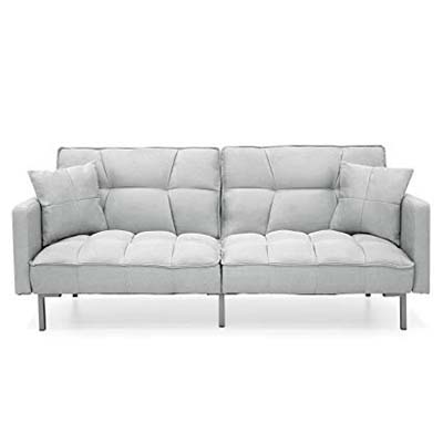 6. Linen Tufted Split-back Sleeper Couch