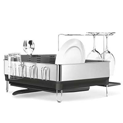 9. simplehuman Kitchen Stainless Steel Frame Dish Rack