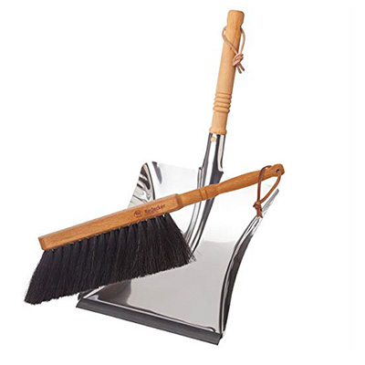 1. REDECKER Durable Dustpan & Brush Set, Stainless Steel