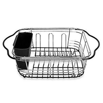 2. Power Brand Expandable Dish Drying Rack with Utensil Holder