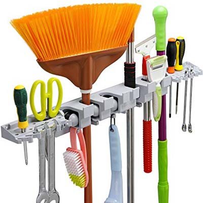 4. Anybest Utility 6 Positions with 6 Hooks Mop and Broom Organizer