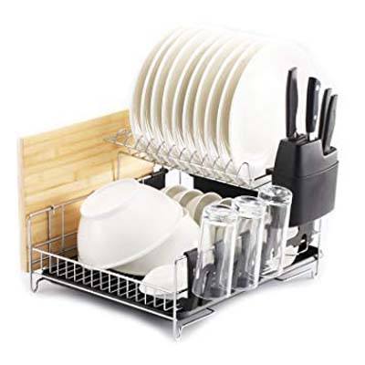 4. Premium Racks Professional Large Capacity Dish Rack (Microfiber Mat Included)