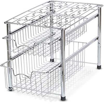 9. Simple Houseware 2 Tier Basket Organizer, Chrome