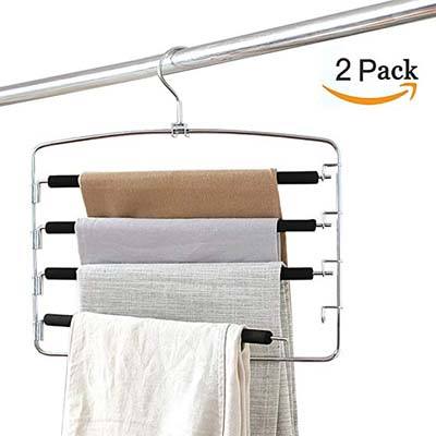 10. Kaleep 2-Pack Multi-Layer Clothes Hangers