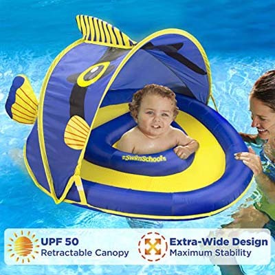 7. SwimSchool SSB12803S2, Adjustable Seat, Inflatable Pool Float, Blue