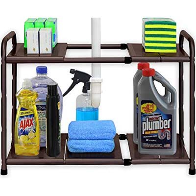 2. SimpleHouseware Under Sink Expandable Organizer, Bronze