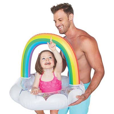 2. BigMouth Inc Lil’ Happy Rainbow Pool Float