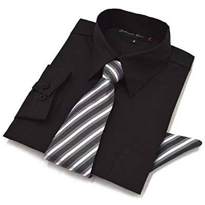 4. Johnnie Lene Long Sleeve Dress Shirt with Tie and Handkerchief