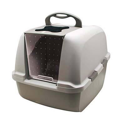 1. Catit Jumbo Hooded Cat Litter Pan, Warm Gray