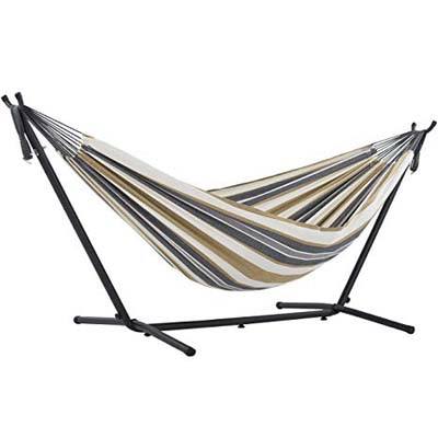 1. Vivere Double Hammock with Space Saving Steel Stand