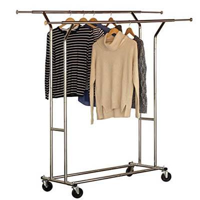 1. DecoBros Double Rail Garment Rolling Rack