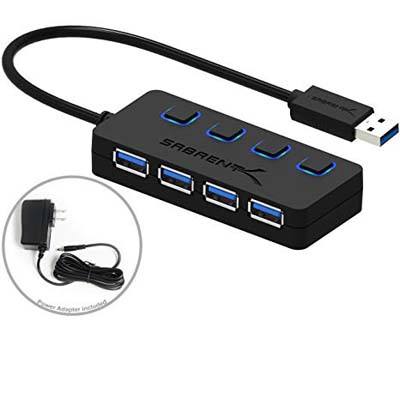 5. Sabrent 4-Port USB Hub with Power Adapter