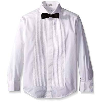 10. Calvin Klein Long Sleeve Tuxedo Dress Shirt with a Bowtie