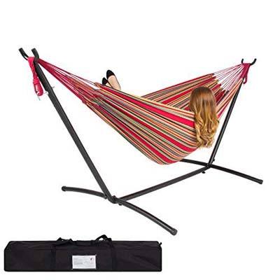 2. Best Choice Products Double Hammock Set w/Steel Stand