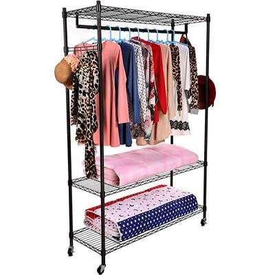 10. Homdox 3-Tiers Heavy Duty Black Garment Rack