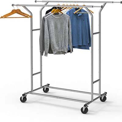 6. Simple Houseware Heavy Duty Double Rail Garment Rack