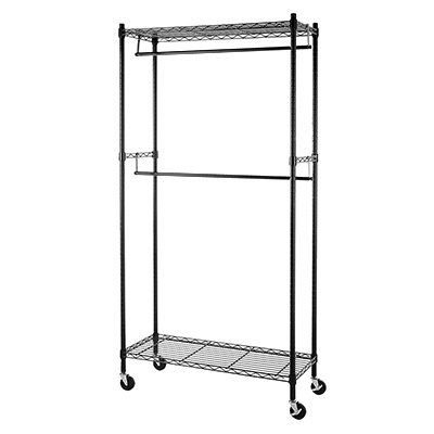 2. AmazonBasics Double Rod Garment Rack