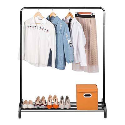 8. LANGRIA Black Heavy Duty Clothing Garment Rack