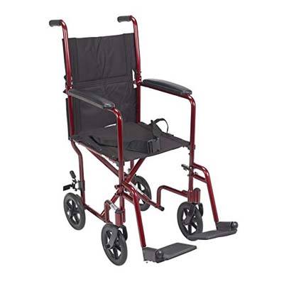 9. Drive Medical Deluxe Lightweight Wheelchair – Red