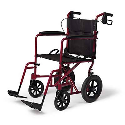2. Medline Red Lightweight Wheelchair with Handbrakes