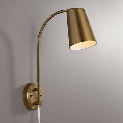 6. 360 Lighting Sully Plug-in Wall Lamp – Warm Brass