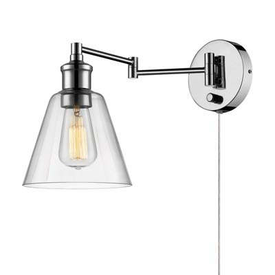 1. Globe Electric 1-Light Plug-in or Hardwire Wall Sconce