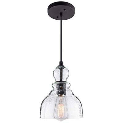 9. Lanros Industrial Mini Pendant Lighting with Clear Glass Shade, 1-Pack