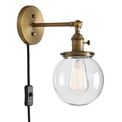 8. Permo 1-Light Plug in Wall Sconce with Mini Glass Shade