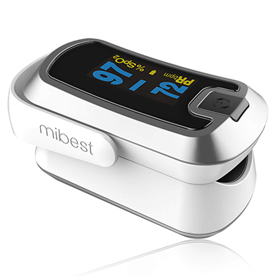 5. MIBEST Silver Dual Color OLED Finger Pulse Oximeter
