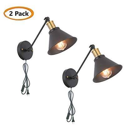 10. HEBOLEN LIGHTING SEEBLEN Plug-in Wall Mounted Sconce (Set of 2)